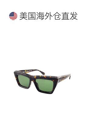 自营 off-white米白色方形全边太阳镜，哈瓦那框架和绿色镜片Oeri