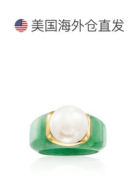 自营Ross-Simons 11.5-12 毫米养殖珍珠和翡翠戒指，14kt 黄金 -