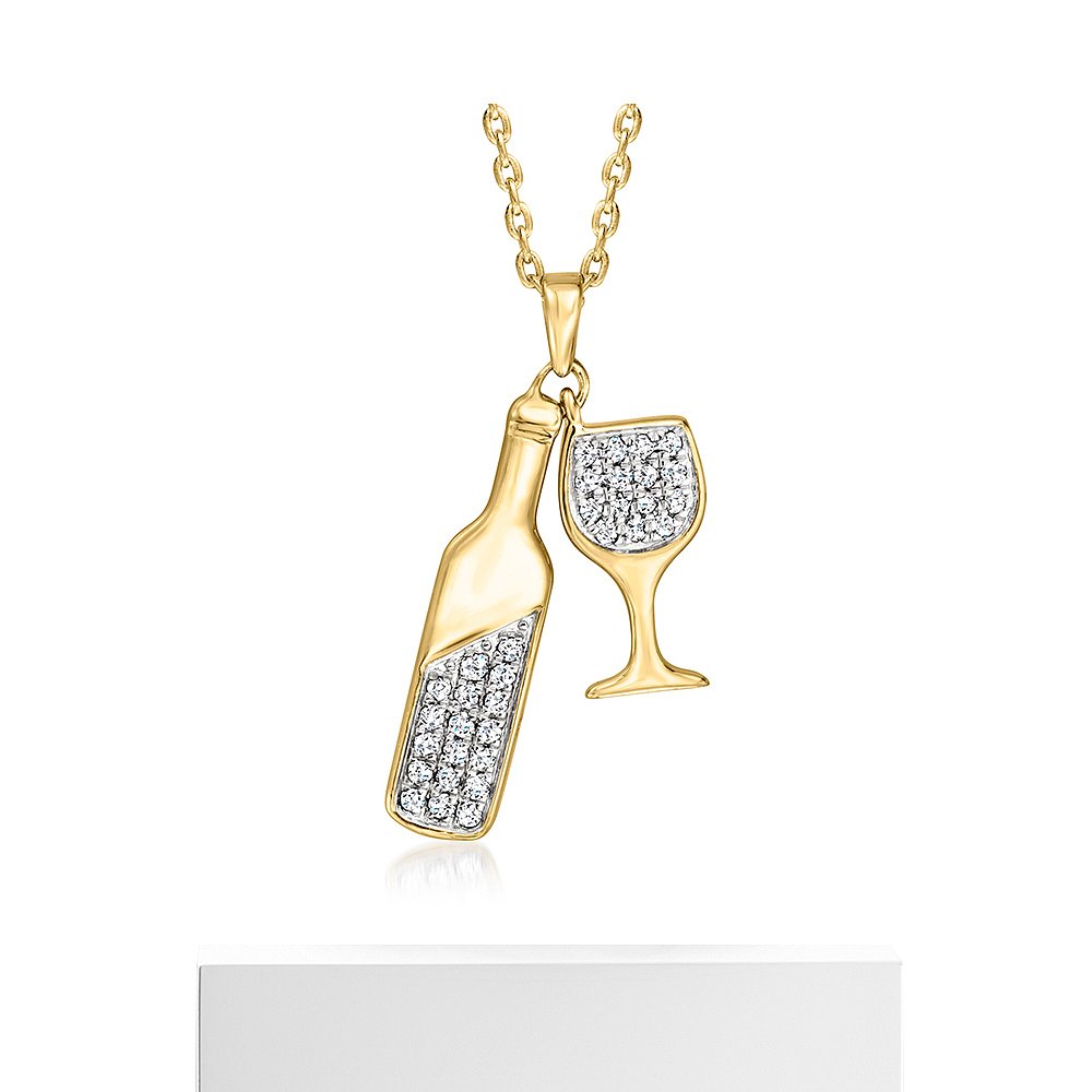 自营Ross-Simons 钻石酒瓶项链 18 克拉金镀在纯银上 - 20 英寸 - 图3