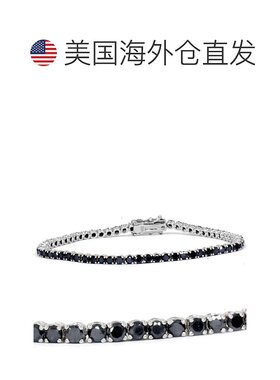 自营 POMPEII3 三克拉黑钻石网球手链 14K 白金 7 英寸 - 14k 白