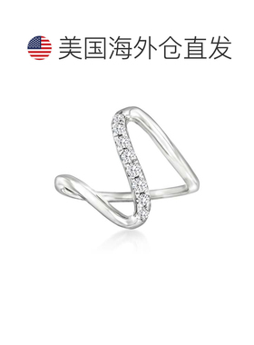 自营925 纯银 Ross-Simons 钻石波浪戒指 - 白色 美国奥莱直发