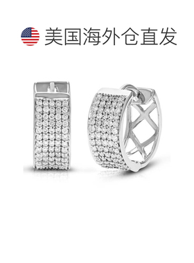 自营vir jewels1/2 克拉圆形实验室培育钻石圈形耳环 .925 纯银爪