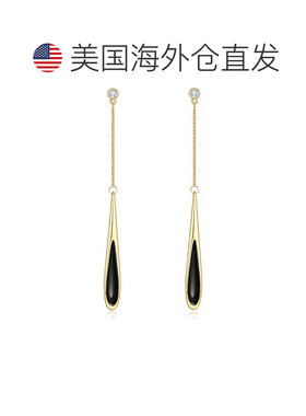 自营 liv oliver18K 金黑玛瑙泪滴耳环 - 黑色 美国奥莱直发配饰