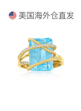 自营 ross-simons罗斯-西蒙斯蓝色托帕石和 . 14 克拉黄金钻石十