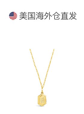 sterling foreverHexagon Tag Initial Necklace - gold-f 【美国
