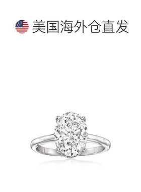 自营 Ross-Simons 椭圆形实验室种植钻石单石戒指 14 克拉白金 -