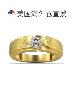 自营pompeii31/2 克拉男士钻石拉丝单石钻石结婚戒指实验室培育金