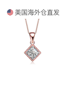 自营 geneviveC.Z.镀玫瑰纯银方形螺柱式吊坠 - 粉红色 美国奥莱
