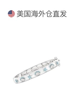 925 纯银 Ross-Simons 同色蓝色托帕石海洋生物手镯 - 7 英寸 【