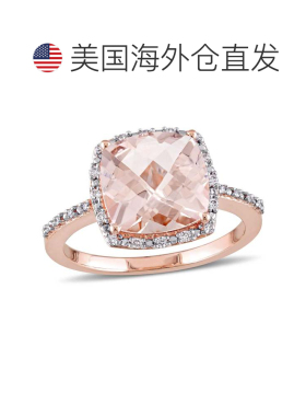 自营Mimi & Max 14k 玫瑰金垫形切割摩根石和 1/10 克拉 TW 钻石