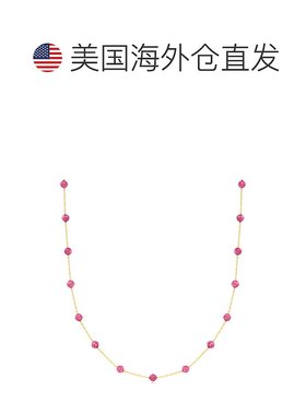 自营 RS Pure by Ross-Simons 粉色电气石珠站项链 14 克拉黄金 -