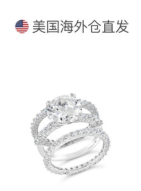 自营 sterling forever纯银明亮式订婚戒指 3 件套 - 银 美国奥莱