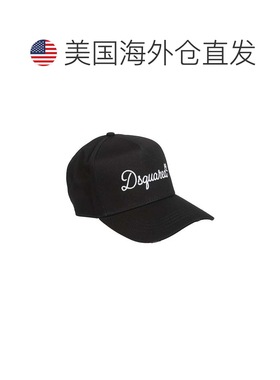 自营dsquared2标志性结构化棉质可调节帽-黑色 帽子 美国奥莱直发