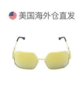 自营Versace Brown Mirror Gold Irregular Ladies Sunglasses VE