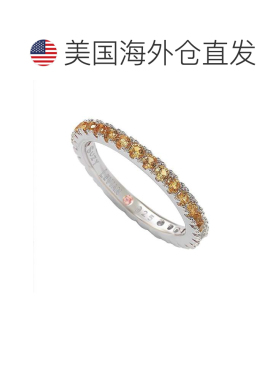 自营Suzy Levian 纯银细橙色方晶锆石永恒戒指 - 橙色 美国奥莱直