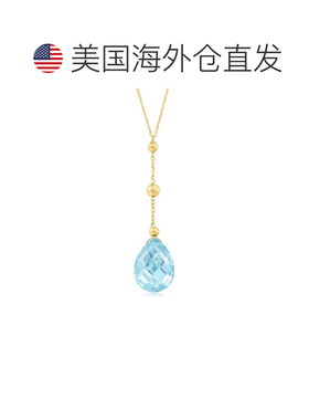 自营Ross-Simons 瑞士蓝色托帕石 Y 形项链 14kt 黄金 - 18 英寸
