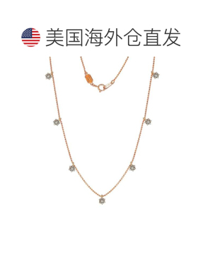自营Suzy Levian 14K 玫瑰金 .30cttw 钻石花站项链 - 粉红色 美
