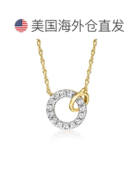 自营RS Pure by Ross-Simons 14kt 黄金钻石联锁圆形项链 - 16 英
