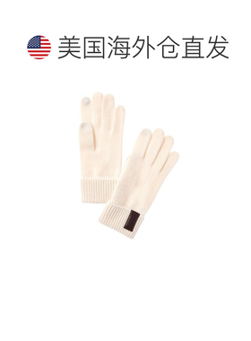 自营Portolano皮革标签羊绒手套-白色 美国奥莱直发