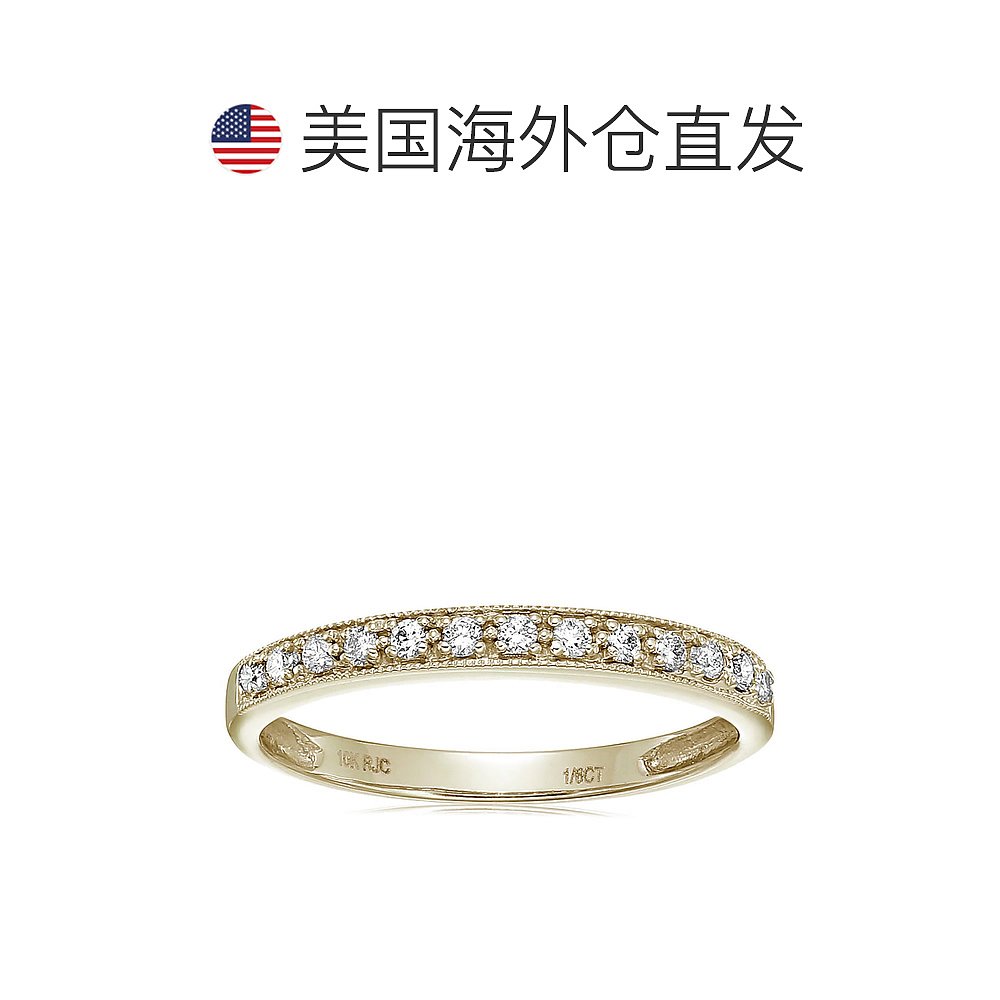 vir jewels1/6 克拉 10K 金带锯状滚边的小巧钻石结婚戒指 - 黄色 - 图1