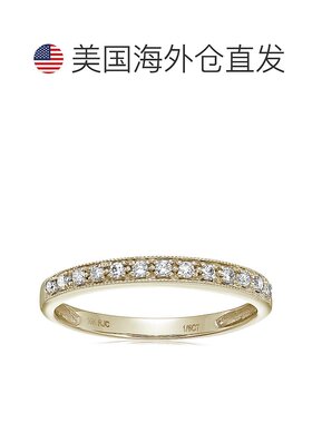 自营vir jewels1/6 克拉 10K 金带锯状滚边的小巧钻石结婚戒指 -