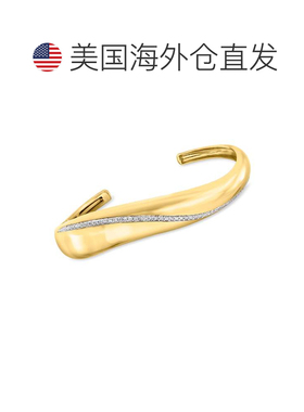自营Ross-Simons Lab-Grown Diamond Wavy Cuff Bracelet in 18kt
