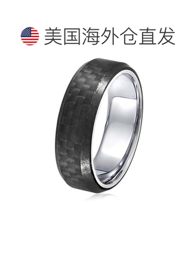 自营 Crucible Los Angeles 男式不锈钢碳纤维斜面内圈圆环 - 黑