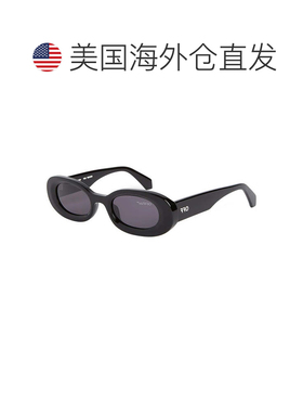 自营off-white米白色太阳镜椭圆形全边，黑色镜架和深灰色镜片Oer