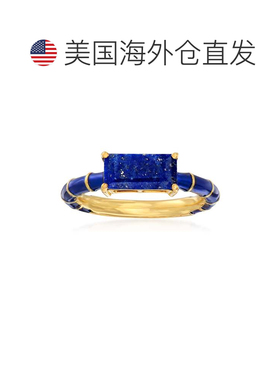 自营Ross-Simons 18kt 黄金与深蓝色珐琅青金石戒指 美国奥莱直发