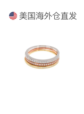 自营Adornia堆叠戒指镶钻简约925纯银百搭时尚气质  美国奥莱直发
