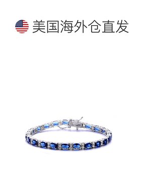 自营 GENEVIVE 纯银蓝宝石立方氧化锆网球手链 - 蓝色 美国奥莱直