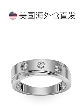 pompeii31/2 克拉钻石戒指 男士实验室培育 3 石抛光结婚戒指 10k
