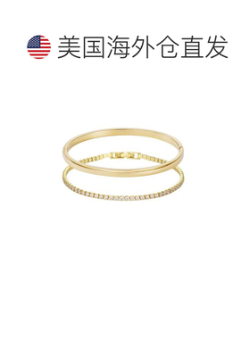 自营adornia18k Gold Plated Cuff and Tennis Bracelet Set - go