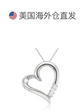 自营 pompeii3公主方形切割钻石心形项链吊坠 白黄金或玫瑰金 3/4