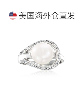 自营Ross-Simons 9-9.5mm Cultured Pearl and . Diamond Ring in