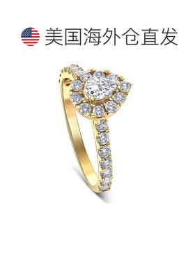 自营pompeii31 克拉梨形钻石光环订婚戒指，白金、黄金或玫瑰金 -