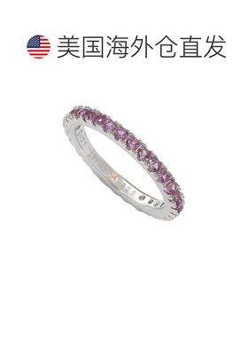 自营Suzy Levian 纯银细粉红色方晶锆石永恒戒指 - 粉红色 美国奥