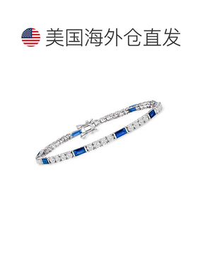 自营925 纯银 Ross-Simons CZ 和模拟蓝宝石网球手链 - 8.5 英寸