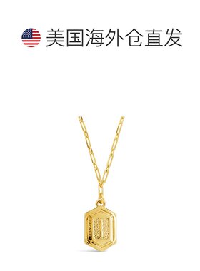 sterling foreverHexagon Tag Initial Necklace - gold-i 【美国