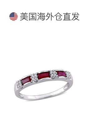 自营 Mimi & Max 1/2 克拉 TGW 红宝石和钻石点缀 10k 白金永恒戒