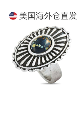 自营King Baby 大号 Starburst Concho 银和斑点绿松石戒指 - 多