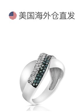 自营 vir jewels 2/3 cttw 蓝色和白色钻石结婚戒指 .925 纯银铑