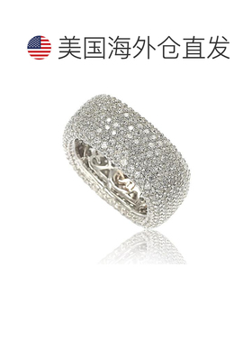 自营 Suzy Levian 纯银立方氧化锆方形密钉永恒戒指 - 白色 美国