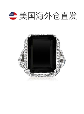 自营 Ross-Simons 925 银黑色玛瑙和白色托帕石戒指 - 白色 美国