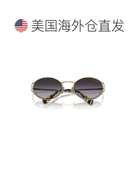 自营miu miuOval-Shaped Gold Metal Frame Sunglasses With Tort