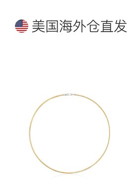 自营 Ross-Simons 意大利 2 毫米双面欧米茄项链，纯银和 18kt 纯