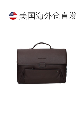 自营Piquadro Leather Business And Laptop Men's Bag - brown