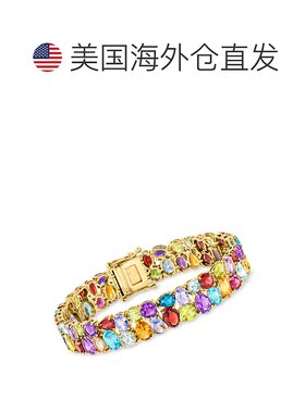 自营 ross-simonsRoss Simons多宝石手镯，18K金镀银，8英寸 美国