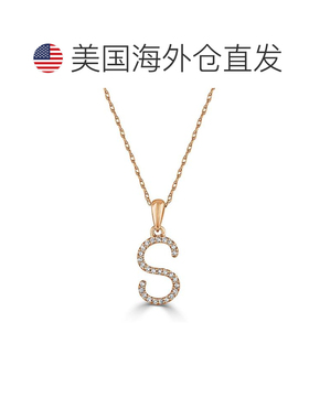 自营sabrina14k 玫瑰金和钻石初始项链 - 玫瑰 s 美国奥莱直发