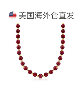 自营Ross-Simons 红宝石珠项链配 14 克拉黄金 - 20 英寸 美国奥